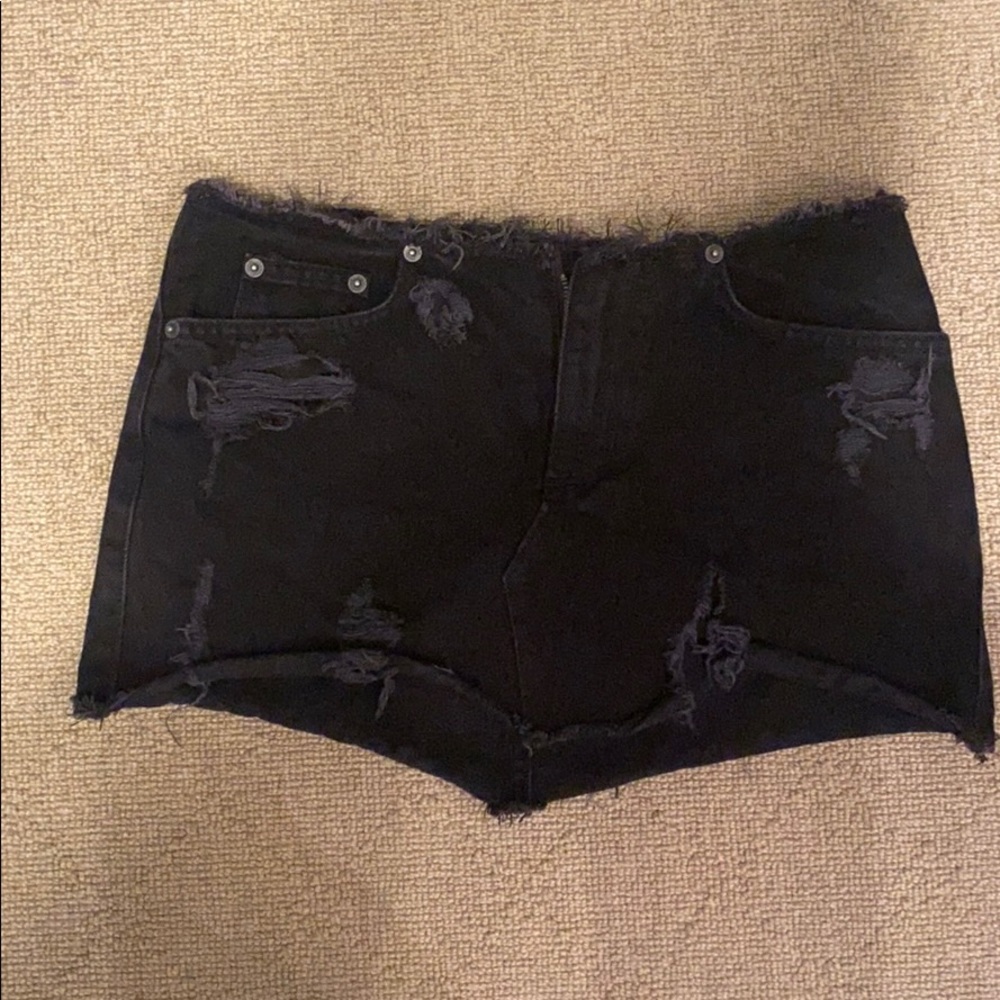 Black jean mini skirt